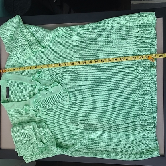 J. Crew Mint Green Beachy Cotton Sweater Lace Up Front | Size Large | NWOT - Picture 4 of 5